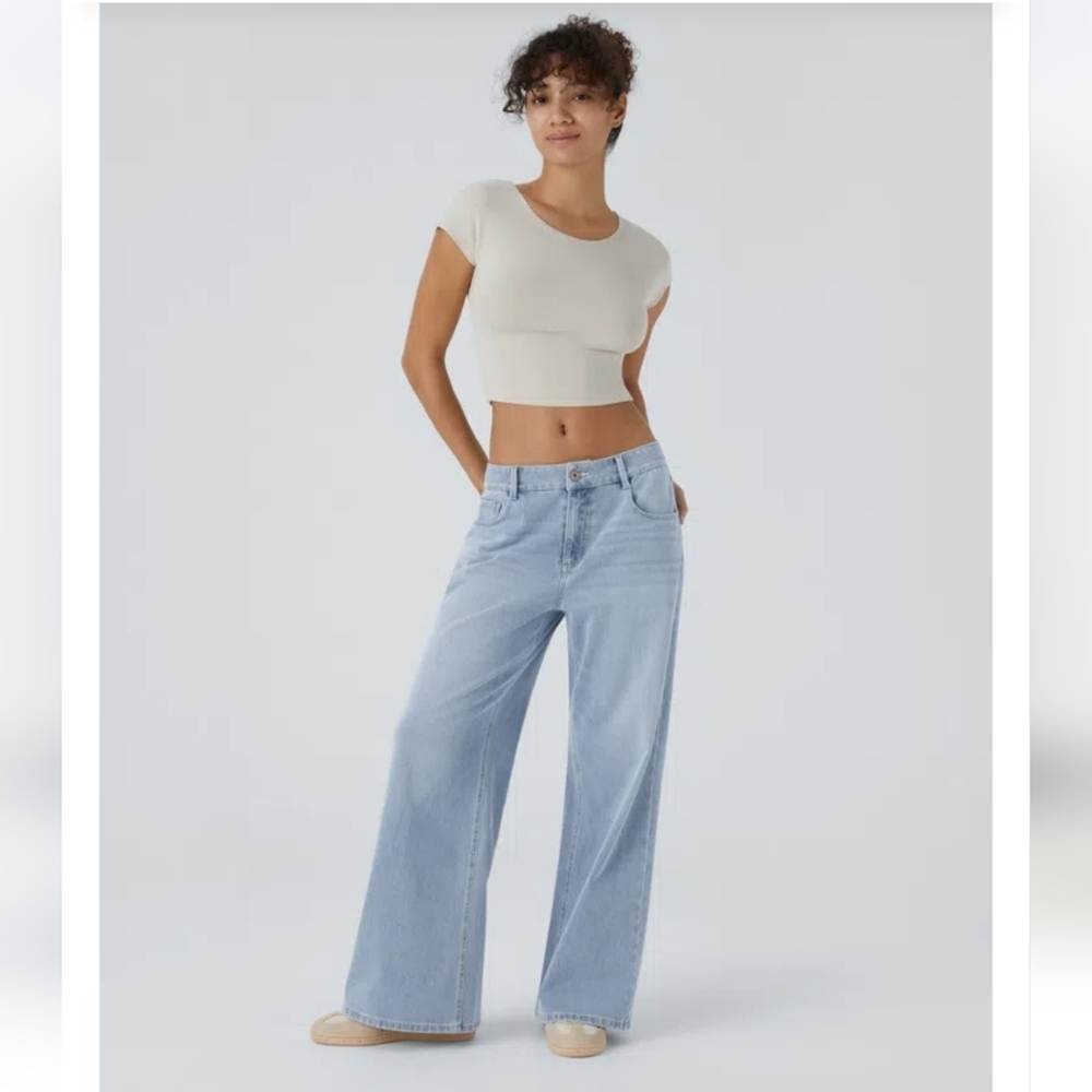 Halara NWTs  Flex™ Low Rise Zipper Pockets Washed Baggy Wide Leg
